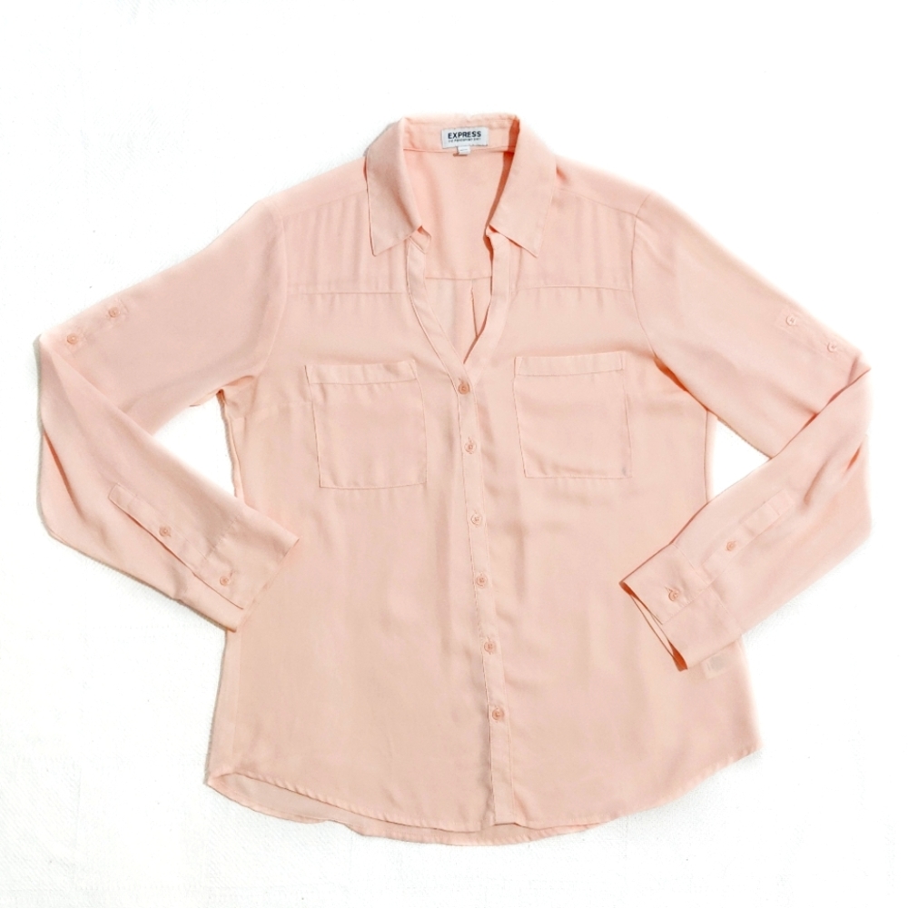 Express Portofino Shirt Baby Pink Long Sleeve Top